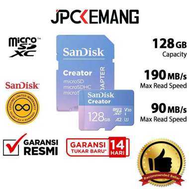 JPC KEMANG SanDisk Creator MicroSDXC 128GB UHS-I 190MB/s Memory Card SanDisk Micro SDHC MicroSD 128