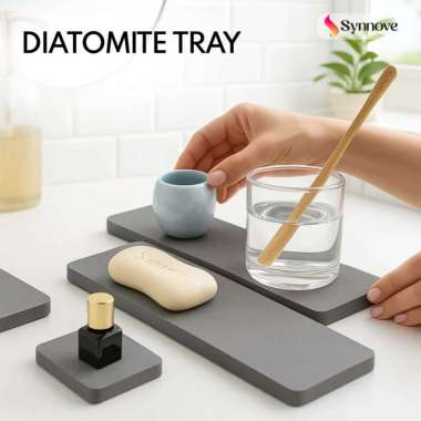 Diatomite Tray Tatakan Botol Sabun Gelas Coaster Aesthetic Tempat Alat Mandi White 22X8