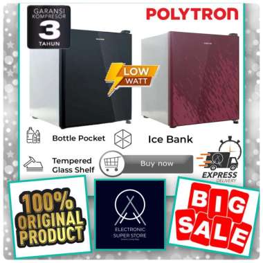 KULKAS PORTABLE POLYTRON PRH-51 PRH51 PRH 51 TEMPERED GLASS DOOR MINI BAR POLYTRON LEMARI ES PORTABL