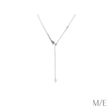 Meree - Syla Herringbone Heart Necklace Stainless Steel 18k Tahan Karat Silver