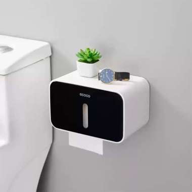 Ecoco Simple Tissue Box - Kotak tempat tisu toilet paper box dispenser tisu gantung simple Black