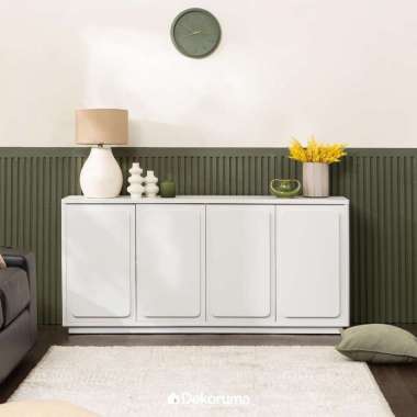 Dekoruma ANKA Credenza Minimalis 160CM / Rak Kabinet Ruang Tamu / Bufet MDF - Putih