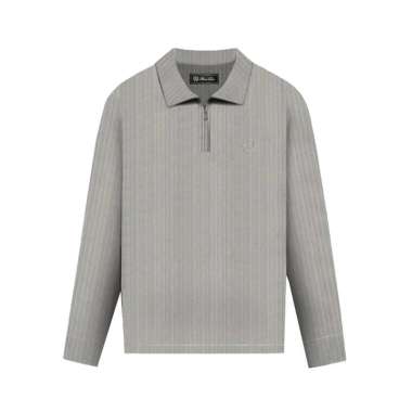 RUCAS Tailor Textured Long Sleeve Polo Shirt Grey XXL