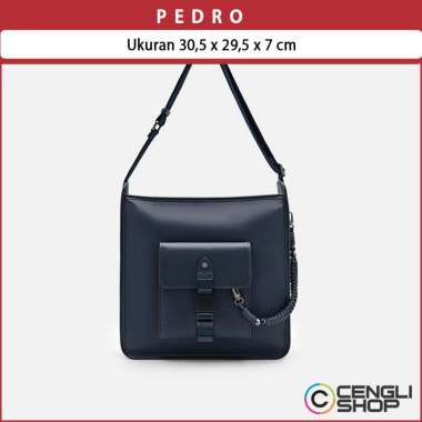 TAS SELEMPANG PRIA PEDRO ORIGINAL MESSENGER SLING BAG BRANDED BIRU NAVY BLUE PM044