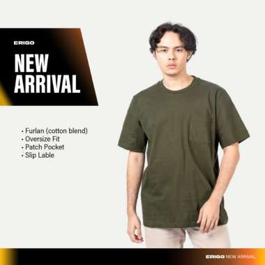 Erigo T-Shirt Oversize Pocket Keenan Olive - Kaos Oversize Unisex S