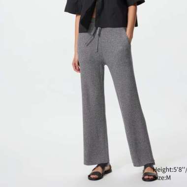 UNIQLO Celana panjang wanita Rib Rajut Ribbed Washable Knit Ribbed Pants Dark gray M