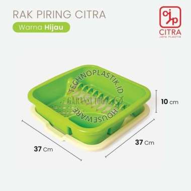KIARA Rak Piring Plastik Susun 1 Lengkap dengan Tatakan Tirisan Air - Rak Piring Citra Hijau