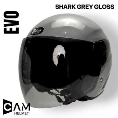 CAM HELMET || HELM EVOLUTION POLOS HALF FACE SNI Shark Grey Gloss