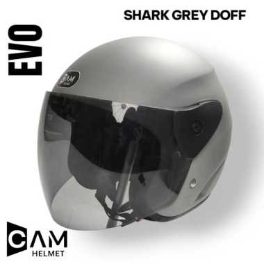 CAM HELMET || HELM EVOLUTION POLOS HALF FACE SNI Shark Grey Doff