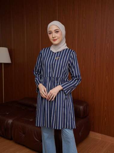 Ederra Elea Tunik / Atasan Wanita / Tunik Wanita S/M Navy Peony