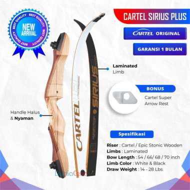 Busur Panah Cartel Sirius Plus Standard Wooden Recurve Bow Sirius Plus 70/24 Lbs