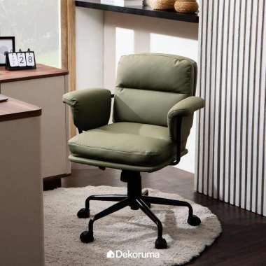 Dekoruma KOICHI Kursi Kantor Kulit Sintetis / Kursi Kerja Faux Leather / Office Chair - Hijau