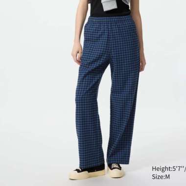 UNIQLO Celana Panjang Flannel Wanita KOTAK BLUE S