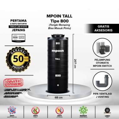 Tangki Air / Tandon / Toren MPOIN Plus 800 TALL Hitam