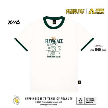 Aerostreet T Shirt Snoopy Flying Ace Off White Hijau Botol Kaos T Shirt ABCAA XL