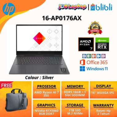 HP Omen Laptop 16-AP0176AX Silver Ryzen AI 7 350 Win11 OHS