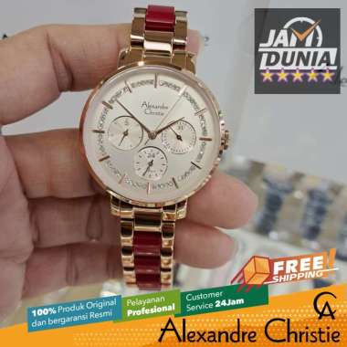 JAM TANGAN WANITA ALEXANDRE CHRISTIE CHRONOGRAPH ORIGINAL ROSE GOLD RED 2A56 AC 2A56 AC2A56 ACF2A56