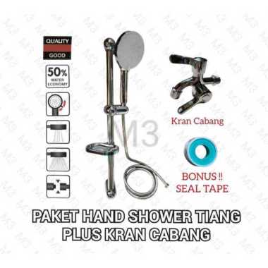PAKET HAND SHOWER TIANG PLUS KRAN CABANG / HAND SHOWER TIANG SET BULAT