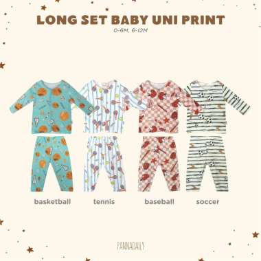 BOHOPANNA - LONG SET BABY PRINT SPORTS - SETELAN BAYI - BAJU TIDUR BAYI 0-6M BASEBALL