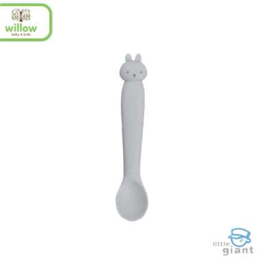Sendok Makan Anak - Little Giant Silicone Rabbit Spoon With Case Grey