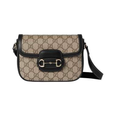 Gucci Horsebit 1955 Soft Small Shoulder Bag Beige Ebony Black