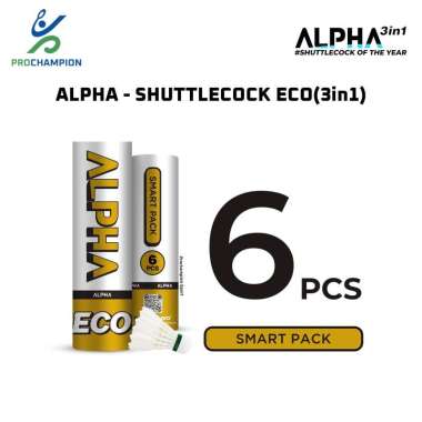 Shuttlecock Badminton ALPHA Smart Pack 3in1 Isi 6 pcs Alpha Eco White Isi 6 pcs