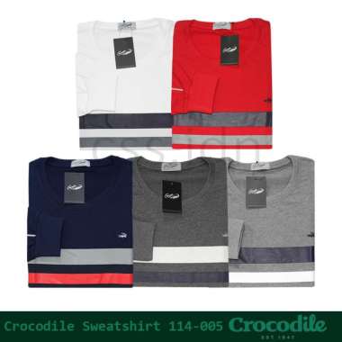 Sweatshirt Sweater Kaos Lengan Panjang Pria Crocodile 114-005 Abu Tua XL