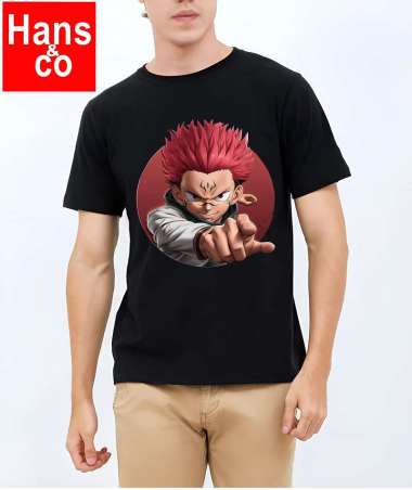 Kaos Pria Premium Motif 3Dimensi SUkunaAnimasi Tshirt Oblong Laki Hc0617 By hans & co hitam S