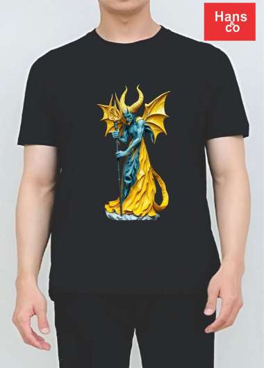 Kaos Pria Premium Motif 3Dimensi Iblis Kuning Animasi Tshirt Oblong Laki Hc0623 By hans & co sage L