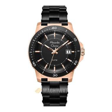 Jam Tangan Pria Alexandre Christie AC 6141 MD BBRBA Men Black Dial Black Stainless Steel Strap