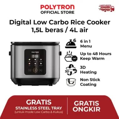 Polytron Kitchenmate Rice Cooker Low Carbo Digital Magic Com 1.5L PRC 2151S