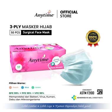 Masker Hijab Cantik & Fashion Terbaru 50pc Warna Pisah ( 2 box ) blue