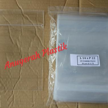 Plastik PP Klip Standing Pouch Single Seal Ukuran 14 Cm X 22 Cm