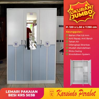 Lemari Pakaian Besi | Lemari Baju 3 Pintu KRS 503B-Karsindo