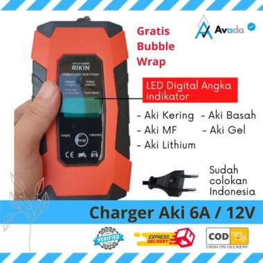 Charger Aki 6A 12V Carger Aki Mobil Casan Aki Alat Cas Aki Motor Trans