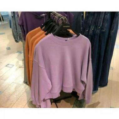 Oversize Croope Sweater | Sweater Wanita Crop Polos | Oversize Lenka Semua Ukuran PE Hitam