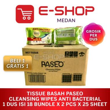 Grosir Tisu Tissue Basah paseo Cleansing 1 Dus = 18 Bundle x 2 pcs