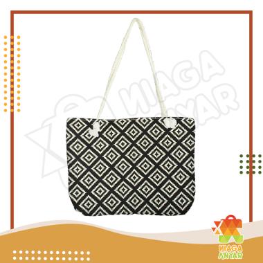 NA Tas Bahu Kanvas Tali Macrame / Tas Bahu Bahan Kanvas Wanita / Shoulder Bag / Tote bag Kanvas Tali