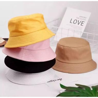 Topi Bucket / Bucket Hat Pria Wanita Dewasa Gaya K-POP Korea Keren Trendy Putih