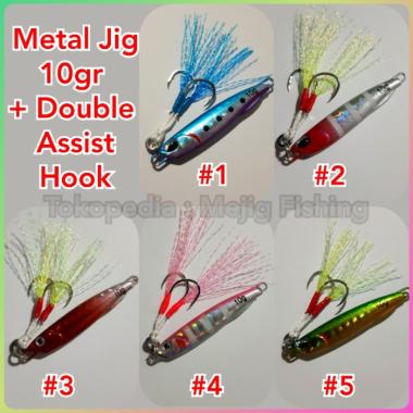 Metal Jig 10 gr Drag Metal Cast Slim Lengkap Dengan Double Assist Hook