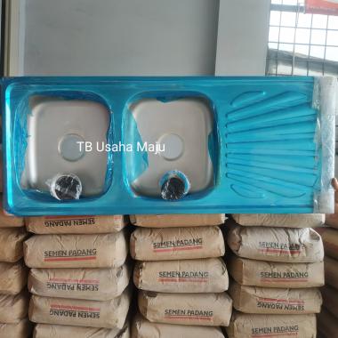 Bak Cuci Piring BCP / Wastafel Kitchen Sink STAINLESS 2 Lobang Tanpa Selang