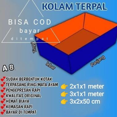 Kolam Terpal Ikan 100% Original 2x1x1, 3x1x1, 3x2x50 cm Tipe A8 Korea Terpal Kolam Ikan Kotak bli bl