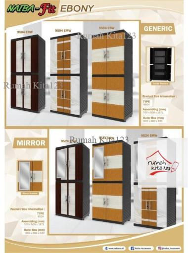 Lemari Plastik Naiba Fit Kaca Full Sekat Minimalis (KURIR CARGO) TANPA KACA