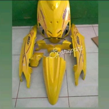 Full body halus mio sporty kuning plus striping - cover body halus mio sporty full set fullset -body