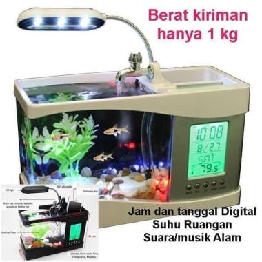 Nano USB Mini Aquarium Akuarium Dekstop Meja Putih