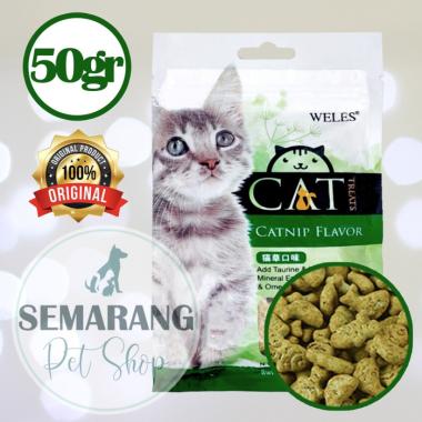 Snack Kucing WELES Cat Treats Catnip Salmon Biskuit Cookies 50gr - Salmon Catnip