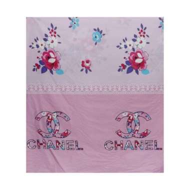 Kain Katun CVC corak Abstrak dan Bunga Lebar 240cm Chanel pink