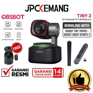 JPC KEMANG Obsbot Tiny 2 AI-Powered PTZ 4K Webcam Portable Web Cam GARANSI RESMI Paket 3