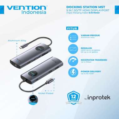 Vention USB Hub USB Type C to HDMI Docking Station TQU - 9in1