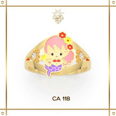 CINCIN ANAK EMAS ASLI KADAR 300 (6K) DAN KADAR 700 (16K) CINCIN MERMAID UNGU CA 118 16K/700